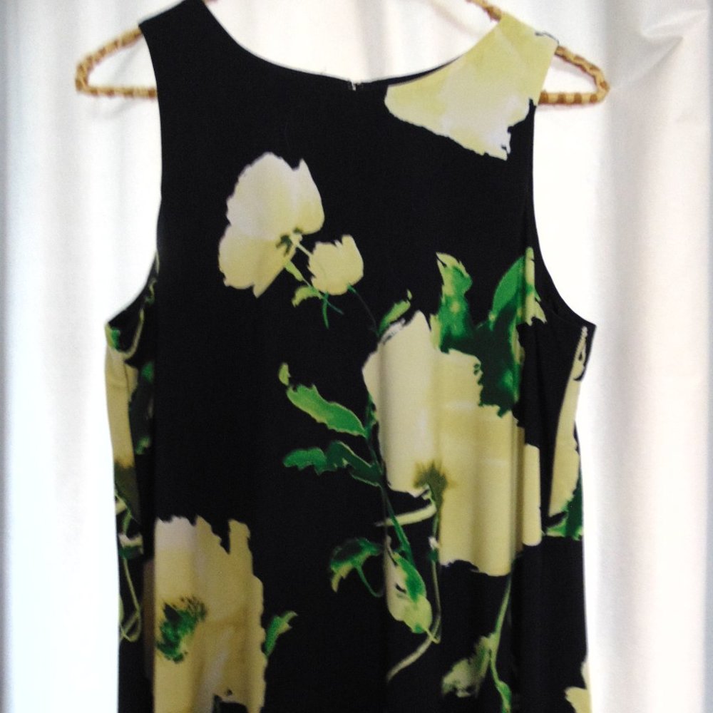 Anne Klein Sleeveless Dress sz 10, Navy Blue and Yellow